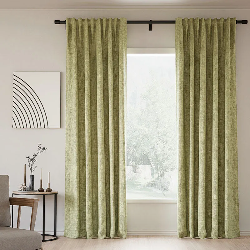 Rock Grey | Lille Linen Blackout Curtains Natural Modern Custom Drapes | Soft Top Back Tab
