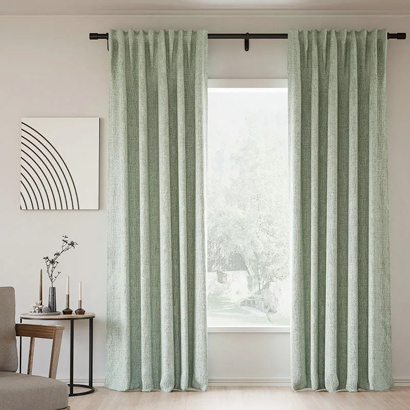 Rock Grey | Lille Linen Blackout Curtains Natural Modern Custom Drapes | Soft Top Back Tab