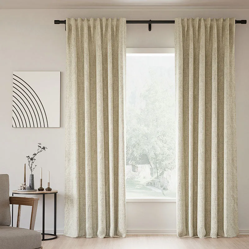 Rock Grey | Lille Linen Blackout Curtains Natural Modern Custom Drapes | Soft Top Back Tab