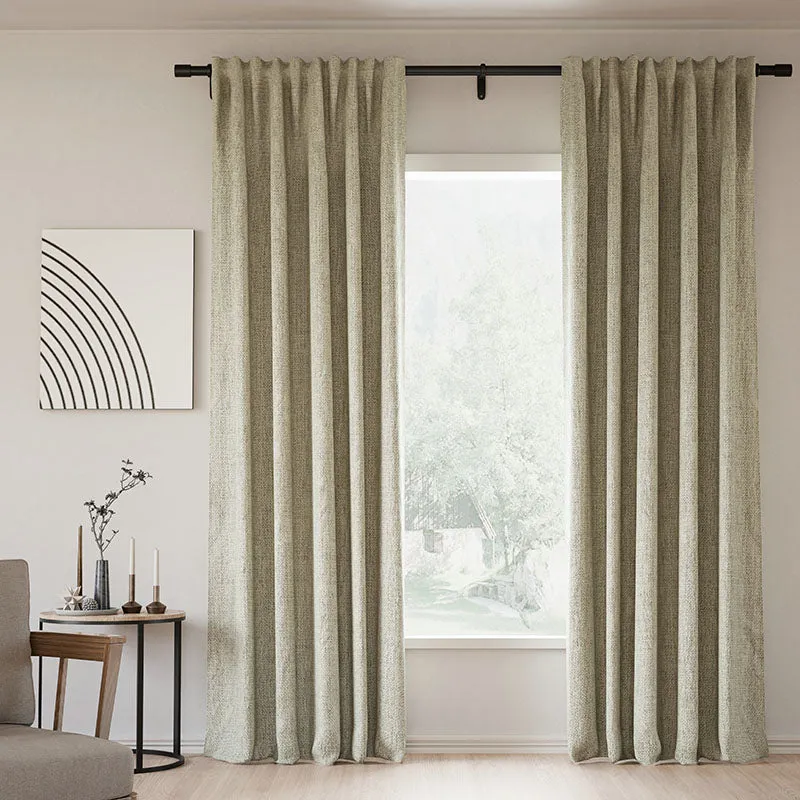 Rock Grey | Lille Linen Blackout Curtains Natural Modern Custom Drapes | Soft Top Back Tab