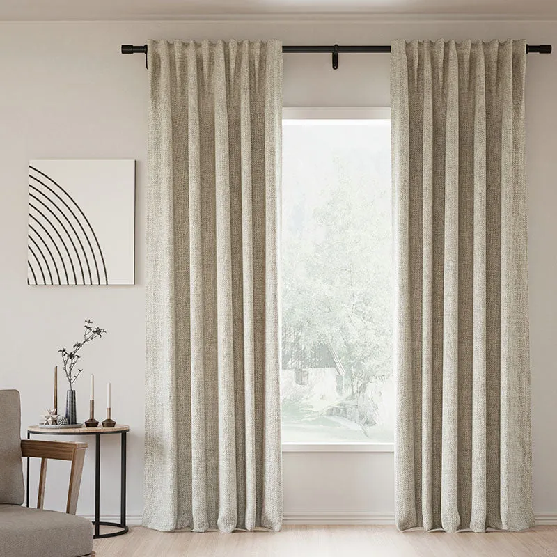 Rock Grey | Lille Linen Blackout Curtains Natural Modern Custom Drapes | Soft Top Back Tab