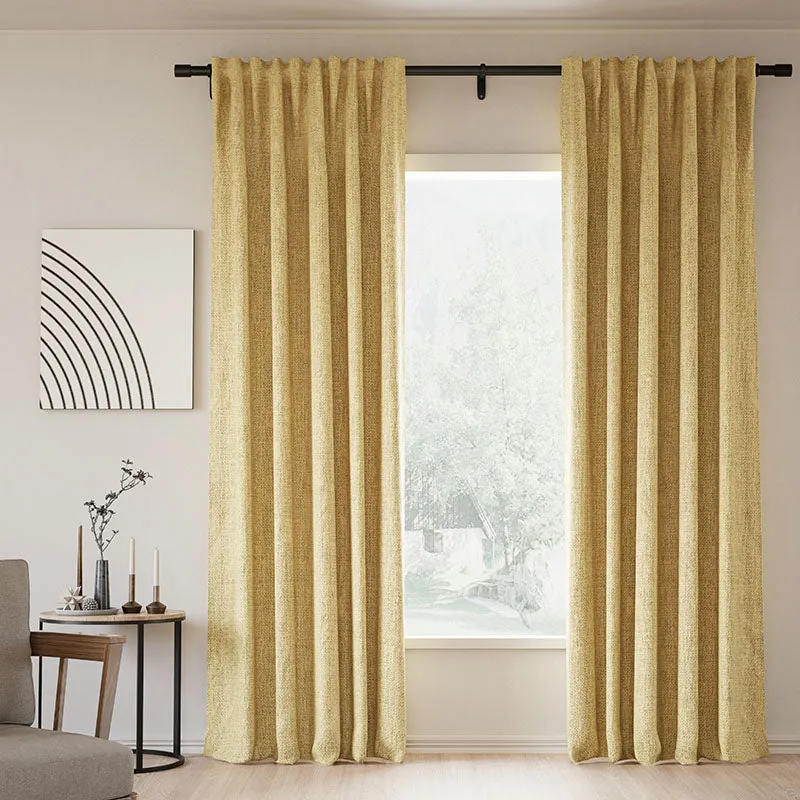 Rock Grey | Lille Linen Blackout Curtains Natural Modern Custom Drapes | Soft Top Back Tab