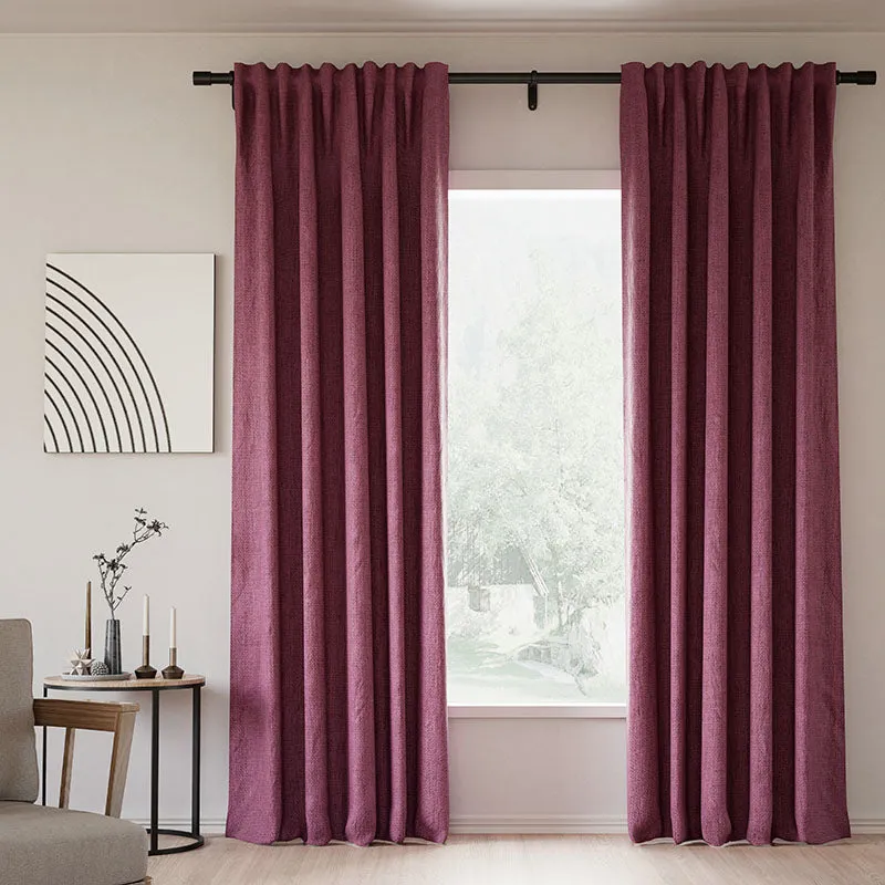 Rock Grey | Lille Linen Blackout Curtains Natural Modern Custom Drapes | Soft Top Back Tab