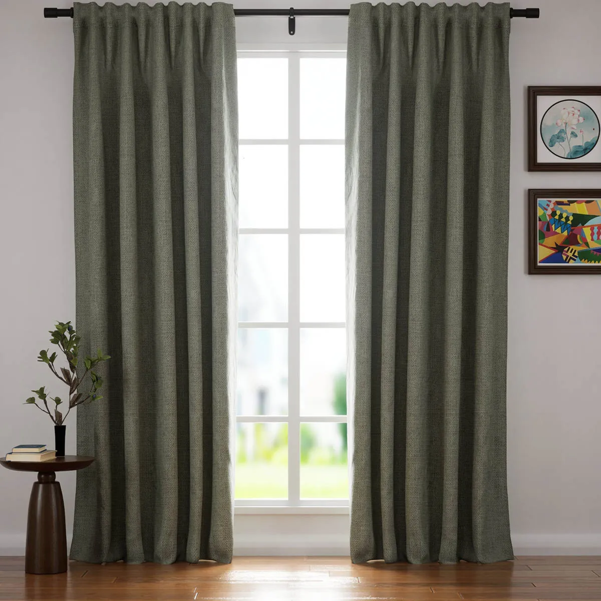 Sand Beige | Villa Linen Blackout Curtains Organic Natural Custom Drapes | Soft Top Back Tab