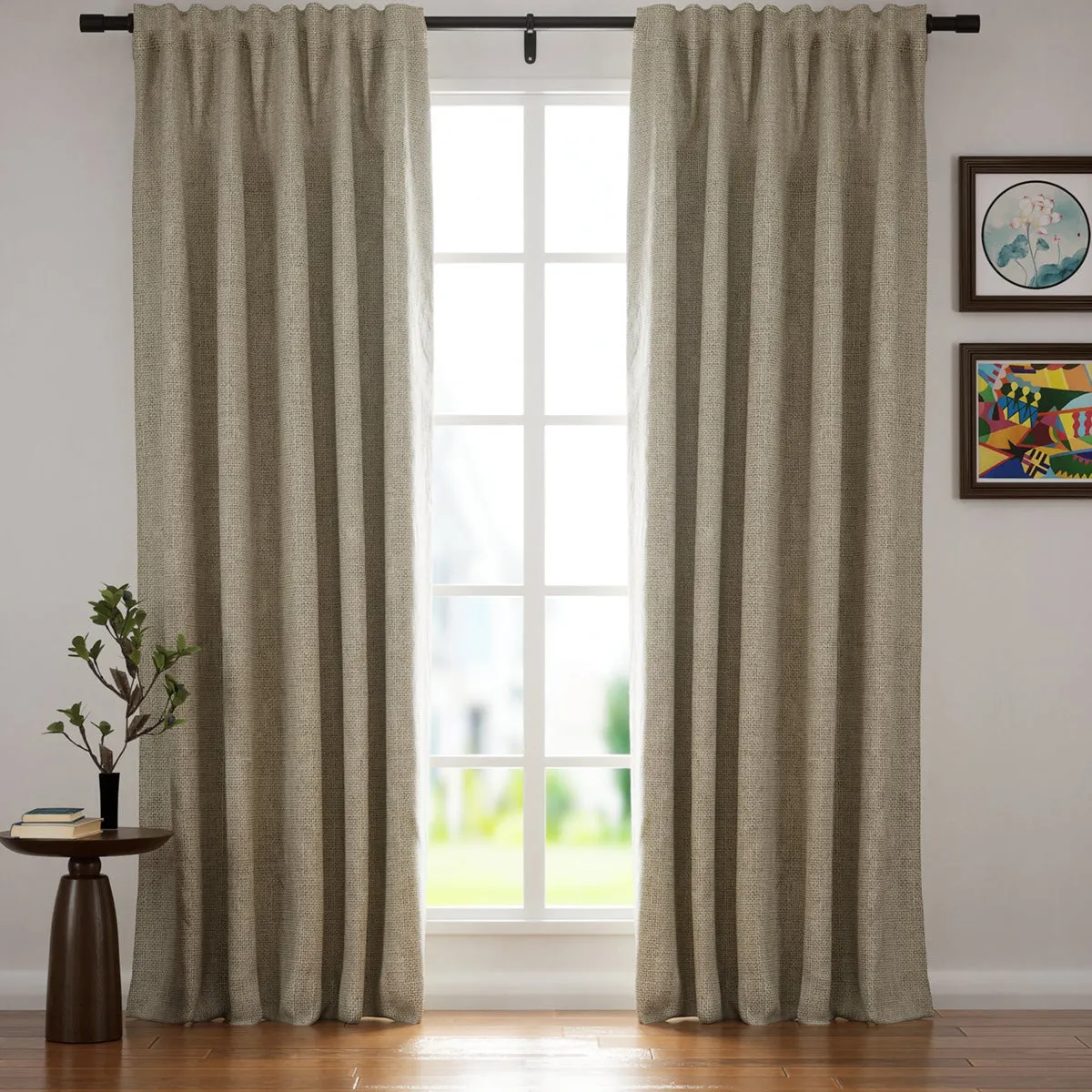 Sand Beige | Villa Linen Blackout Curtains Organic Natural Custom Drapes | Soft Top Back Tab
