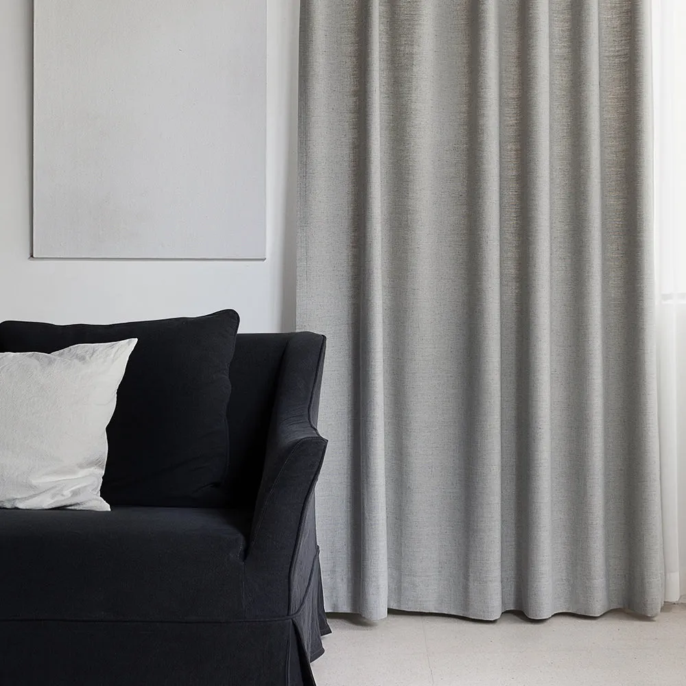Sand Beige | Villa Linen Blackout Curtains Organic Natural Custom Drapes | Soft Top Back Tab