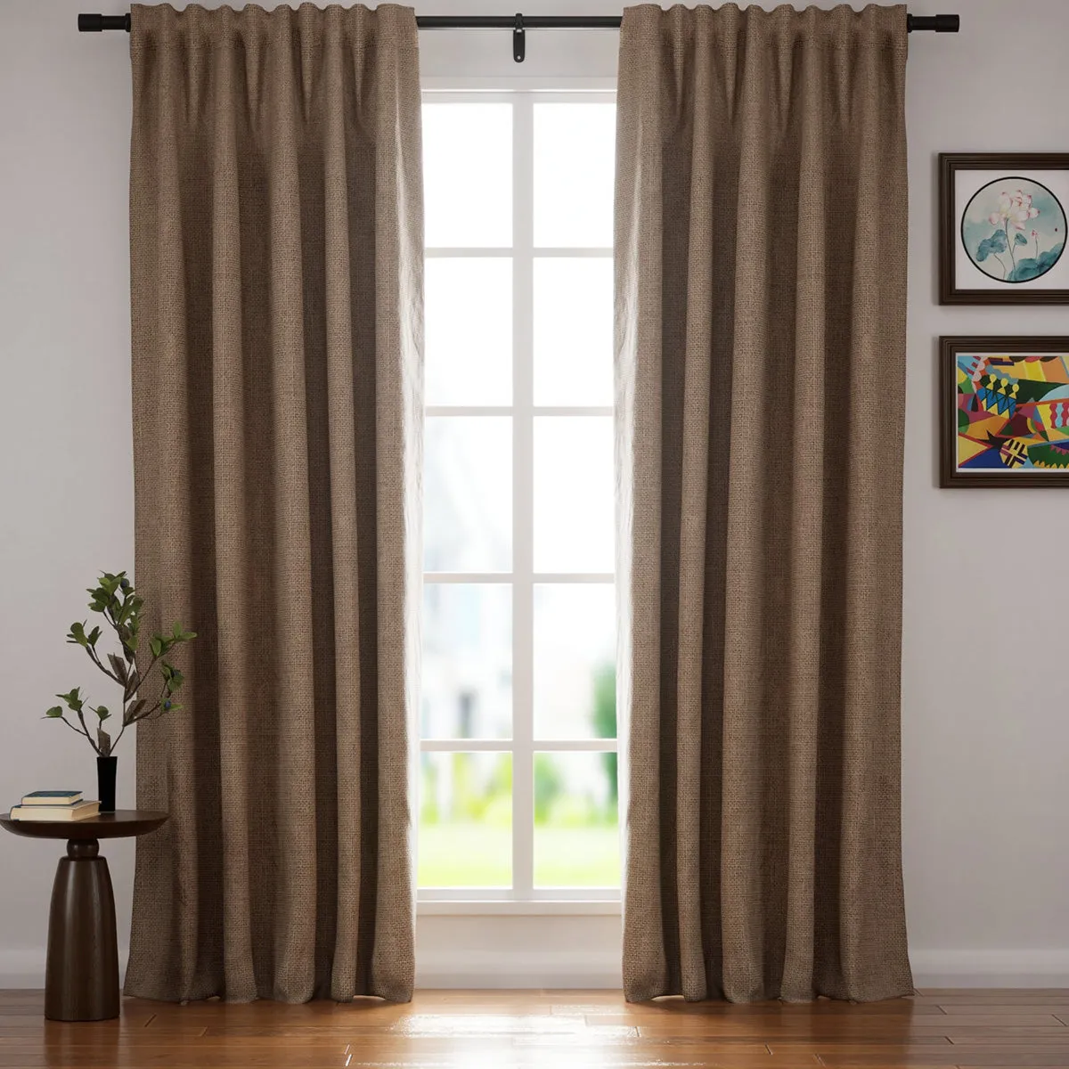 Sand Beige | Villa Linen Blackout Curtains Organic Natural Custom Drapes | Soft Top Back Tab