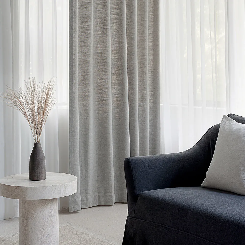 Sand Beige | Villa Linen Blackout Curtains Organic Natural Custom Drapes | Soft Top Back Tab