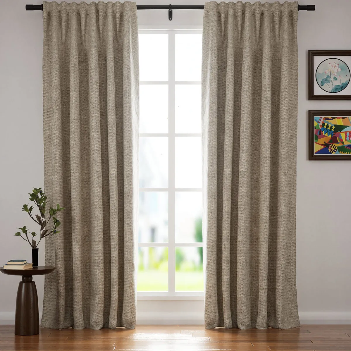 Sand Beige | Villa Linen Blackout Curtains Organic Natural Custom Drapes | Soft Top Back Tab