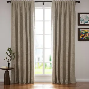 Sand Beige | Villa Linen Blackout Curtains Organic Natural Custom Drapes | Soft Top Back Tab