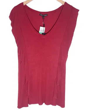 Soft Autumn Cassis Ribbed Ruffle Top