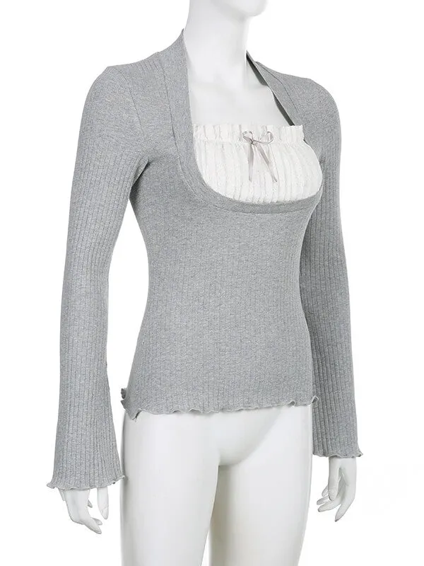 Soft girl ruffle top
