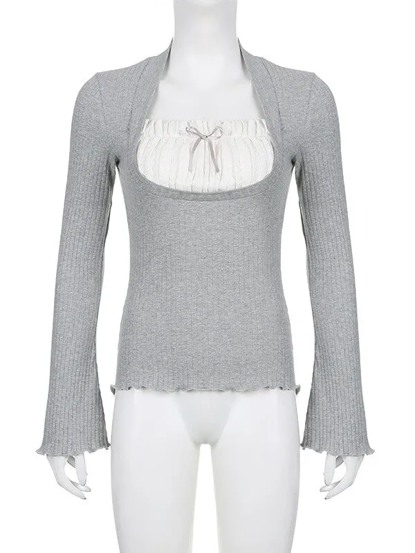 Soft girl ruffle top