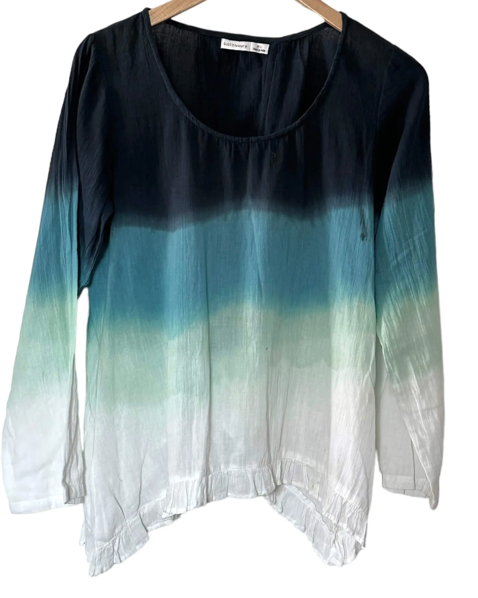 Soft Summer Watercolor Ruffle-Back Top